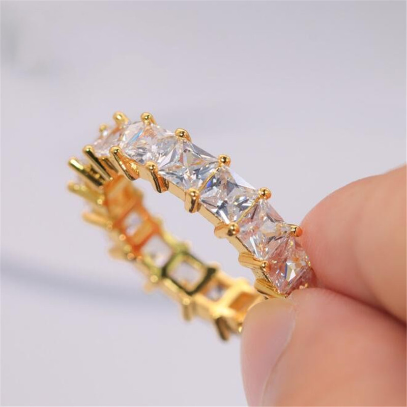 Sparkg Princess Cut Topaz Ring: Sterg Sier, Gold Fill, Wedding Band