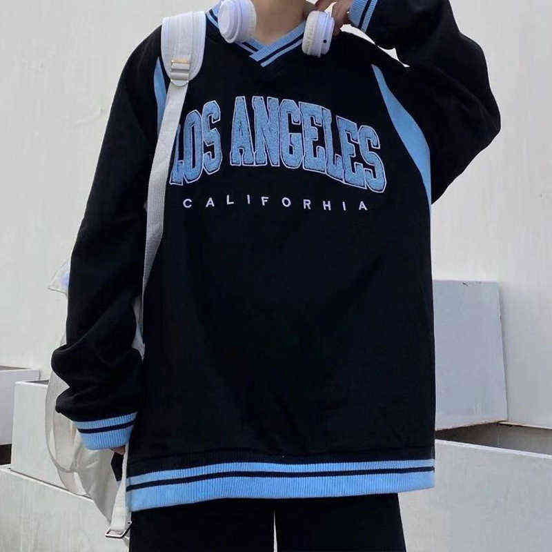 American City Autumn Oversized Hoodies Women Korean style Trendy Letter Print Sweatshirt Loose Harajuku Top Long Sleeve clothes 211109