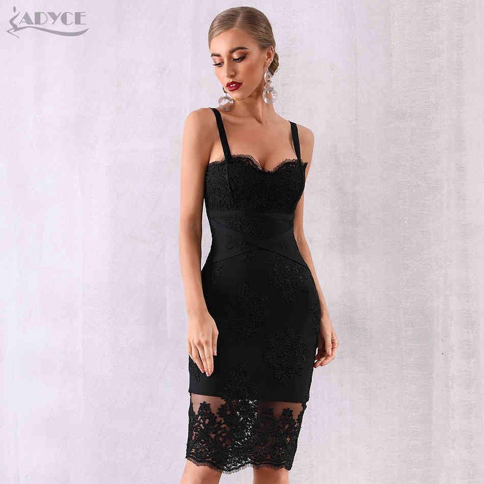 Summer Women Bandage Dress Vestido Sexy Sleeveless Spaghetti Strap Lace V Neck Club Celebrity Evening Party 210423