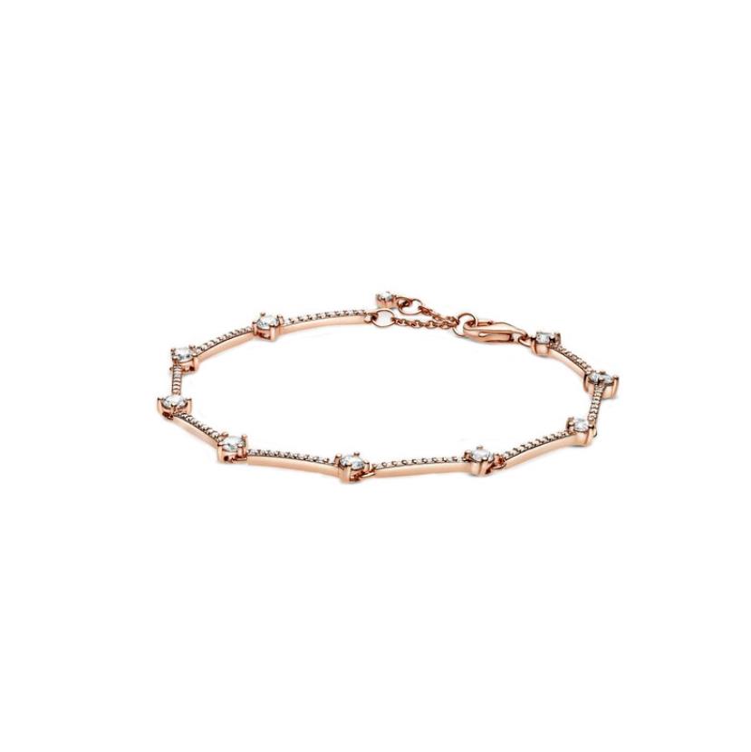 925 Sterling Silver sparkling star Charms diamond Bracelets with box Fit European girl lady Beads Jewelry Bangle Real Bracelet for Women