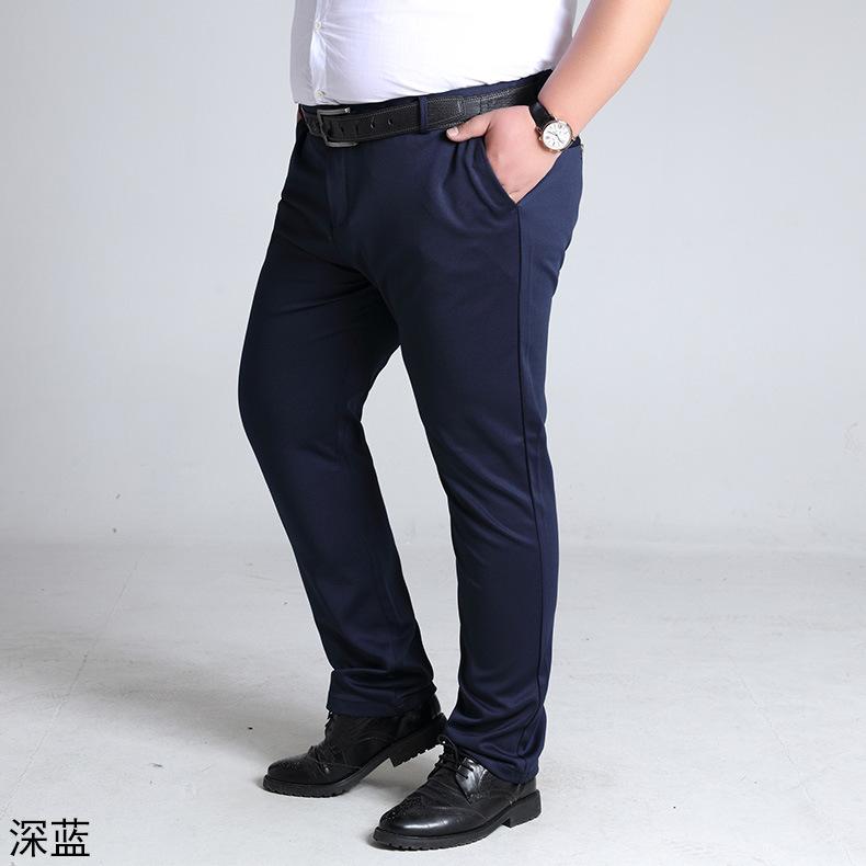 Plus Size Mens Trousers Casual Pants Grey Black Dark Blue Elastic Straight Business Men Big 44 46 48 50 52 140KG Trouser Pant Men's