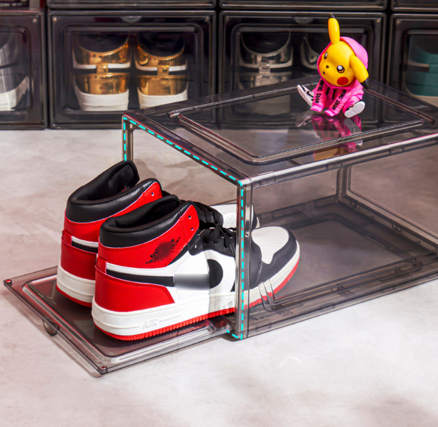 The latest 36X27X20CM thick PET transparent shoe storage box, multi-functional and large-capacity, a variety of styles to choose from, support customi