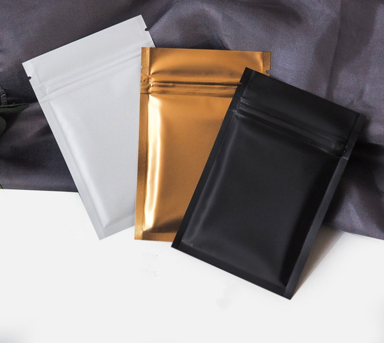 300pcs Small Multi-color Flat Bottom Aluminum Foil Zip Lock Bag Resealable Zipper Mylar Food Meat Powder Corn Beads Jewelry Heat Sealing Logo Printing