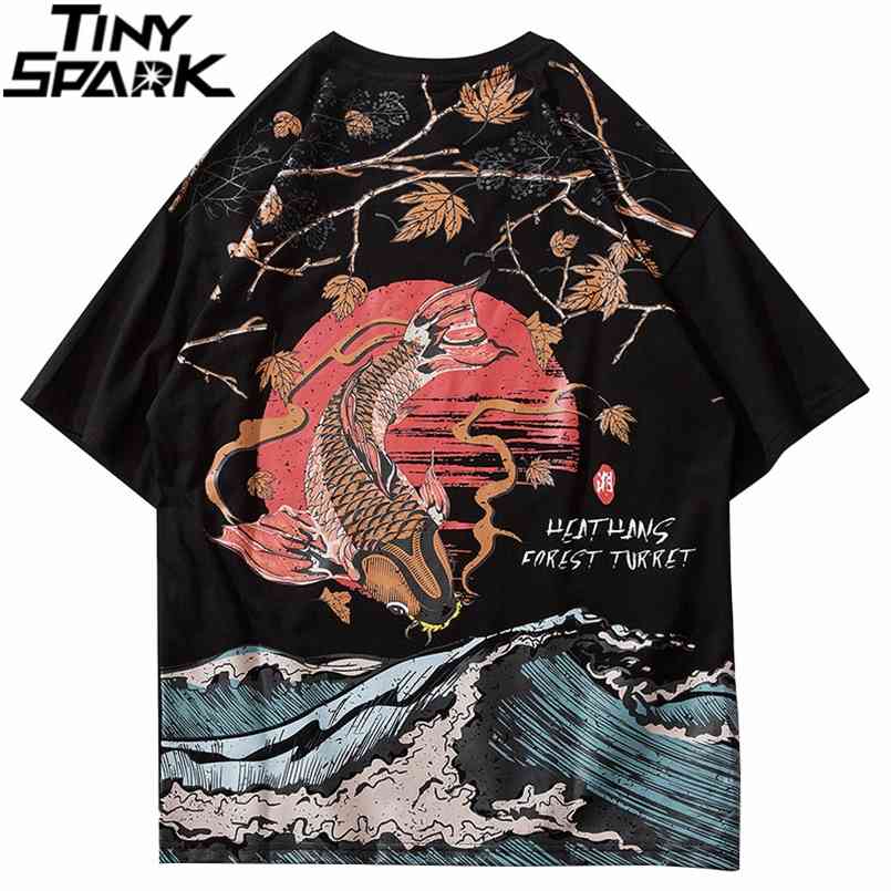 Men Streetwear T-shirt Hip Hop Koi Fish Maple Leaf Print Short Sleeve Harajuku Cotton Casual Tops Tees Japan Style 210721, A709511 white
Men Streetwear T-shirt Hip Hop Koi Fish Maple Leaf Print Short Sleeve Harajuku Cotton Casual Tops Tees Japan Style 210721, A709511 white