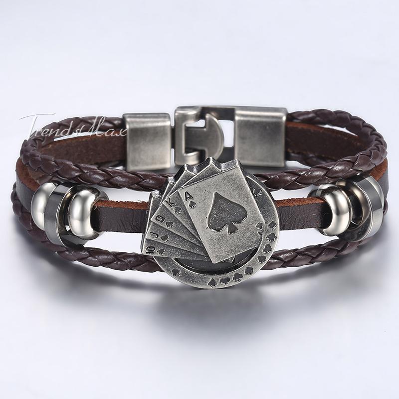 Link, Chain Black Brown Leather Bracelet For Men Lucky Poker Charm 3 Strands Rope Men's 2021 Male Jewelry Gifts Drop HLB682
Link, Chain Black Brown Leather Bracelet For Men Lucky Poker Charm 3 Strands Rope Men's 2021 Male Jewelry Gifts Drop HLB682