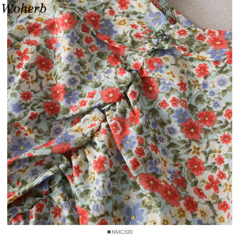 Women Sexy Off Shoulder Crop Top Summer Print Floral Sweet Short Blouses Pleated Puff Sleeve Blusas Ins Fashion 210519