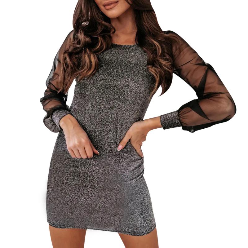 Casual Dresses Women's Sexy Temperament Long Sleeve Round Neck Dress Black Shiny Silver Pullover Bodycon Fashion Slim, Black;gray
Casual Dresses Women's Sexy Temperament Long Sleeve Round Neck Dress Black Shiny Silver Pullover Bodycon Fashion Slim, Black;gray