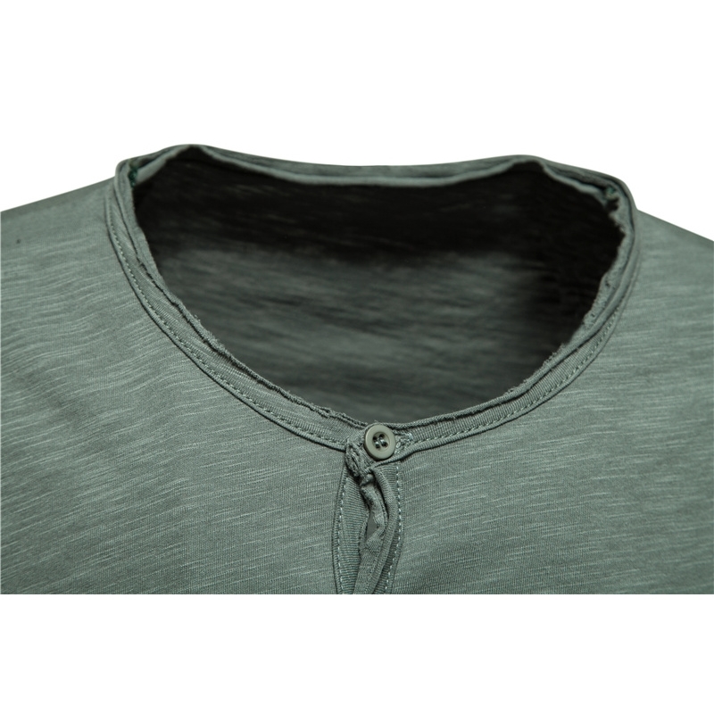 AIOPESON Solid Color Casual T-shirts Men O-neck Button Up 100% Cotton s T Shirt Summer Quality Classic Top Tees 210715