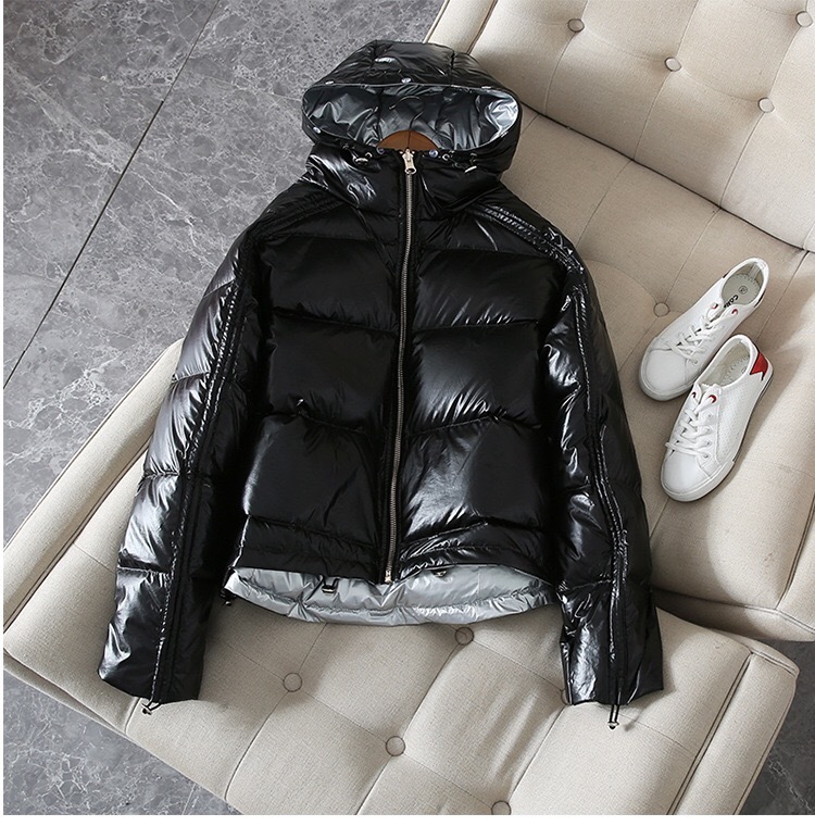 Gold Silver Double Sided Down Coat Winter Jacket Women Hooded White Duck Parkas Female Loose Warm Snow Outerwear 210430