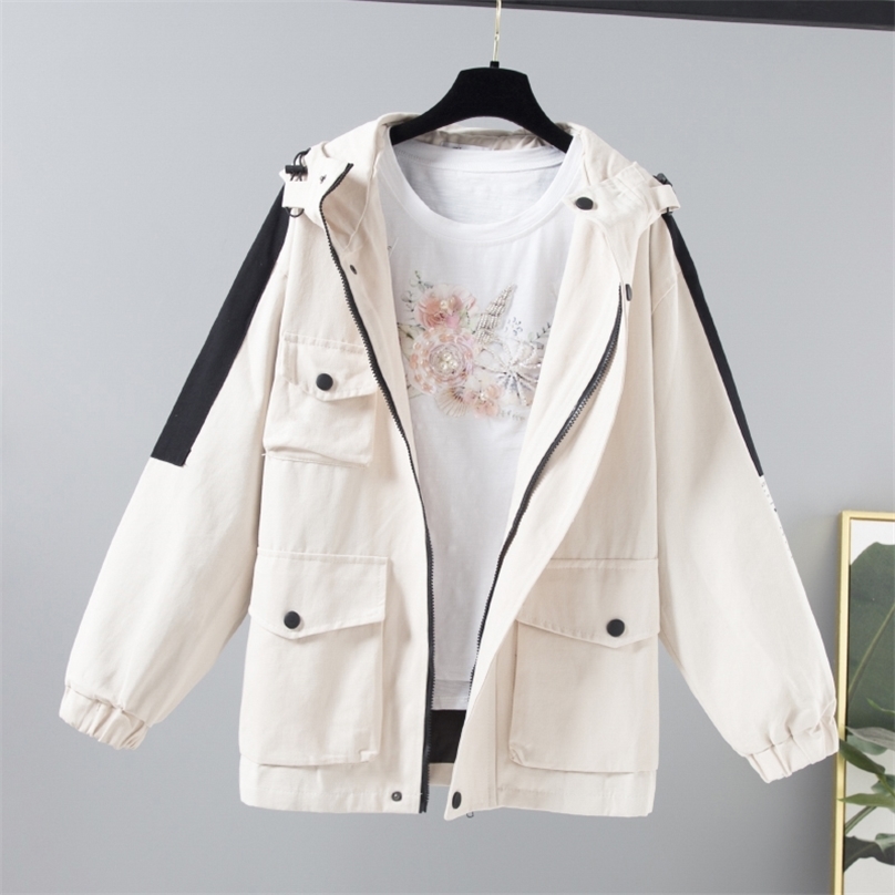 Autumn Cool Jacket Women Loose Hooded Letter Print Short Jackets Female Patchwork Color Harajuku Casual Outwear Windbreaker 210525
Autumn Cool Jacket Women Loose Hooded Letter Print Short Jackets Female Patchwork Color Harajuku Casual Outwear Windbreaker 210525