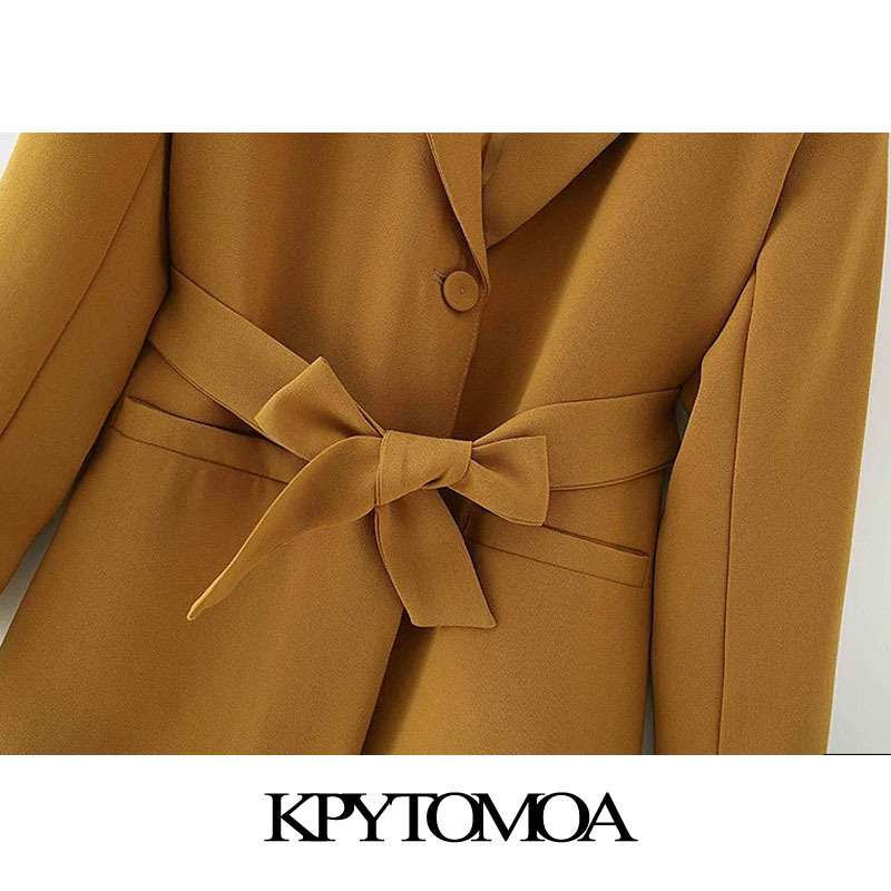 Women Fashion With Belt Single Breasted Blazer Coat Long Sleeve Pockets Female Outerwear Chic Tops 210420