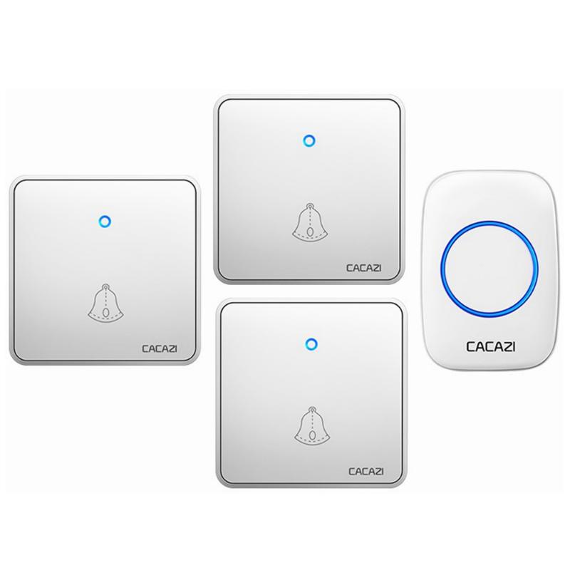 Home Wireless Doorbell Waterproof 300M Remote 60 Chimes CR2032 Battery Transmitter US EU UK Plug 3*Button 1*Receiver Doorbells