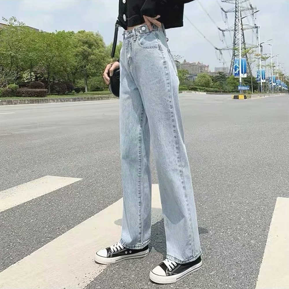 Woman Jeans High Waist Clothes Wide Leg Denim Clothing Blue Streetwear Vintage Quality Fashion Harajuku Straight Pants 210922