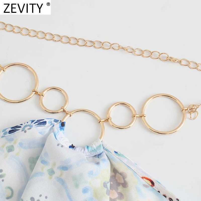 Zevity Women Sexy Strapless Halter Shirt Ladies Cloth Patchwork Floral Print Casual Blouse Roupas Chic Summer Blusas Tops LS9394 210603