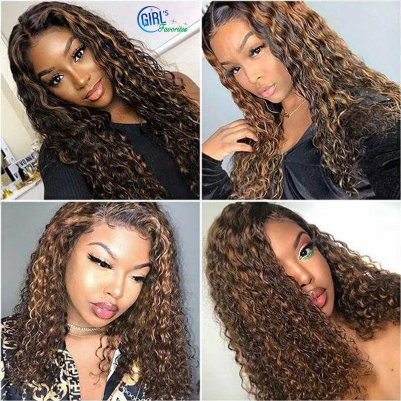 Brazilian 10A Grade Highlight Wig Human Hair Water Wave Lace Front Ombre T Part HD Frontal Pre Plucked 10-26 Wigs