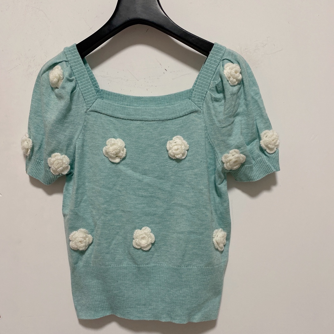 412 2021 Runway Spring Brand SAme Style Sweater Short Sleeve High Quality Square Neck Fashion Pullover Clothes High Quality Womens Sc, Customize
412 2021 Runway Spring Brand SAme Style Sweater Short Sleeve High Quality Square Neck Fashion Pullover Clothes High Quality Womens Sc, Customize