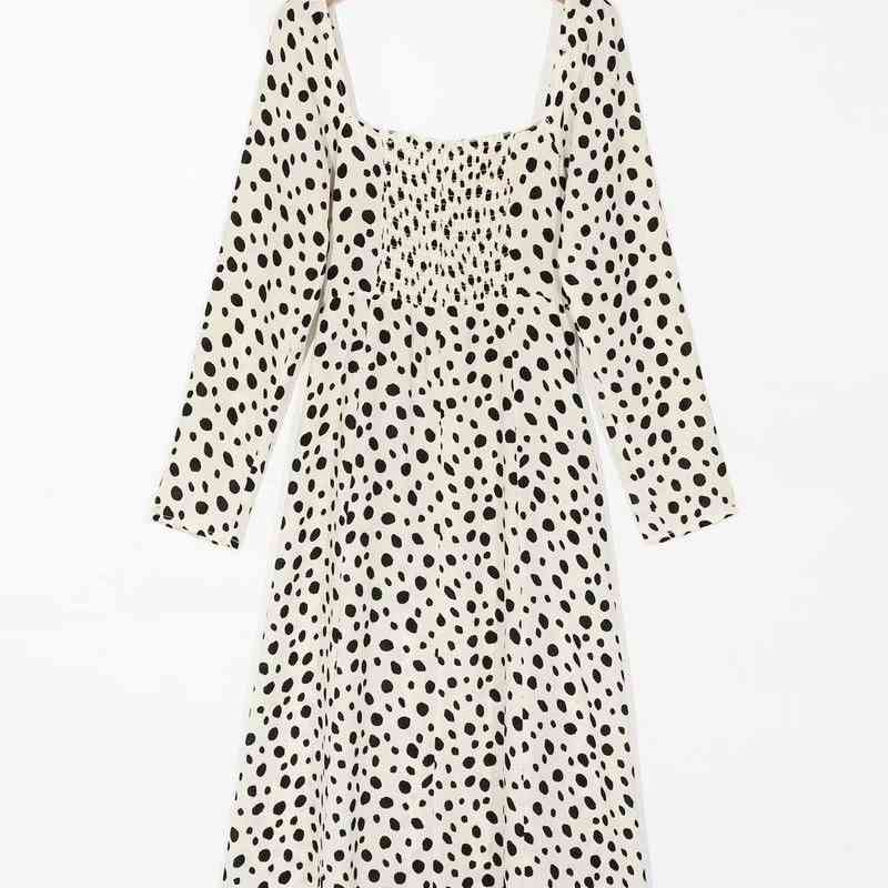 fashion summer women's vintage square neck slim floral print side slit high waist midi dress 210514