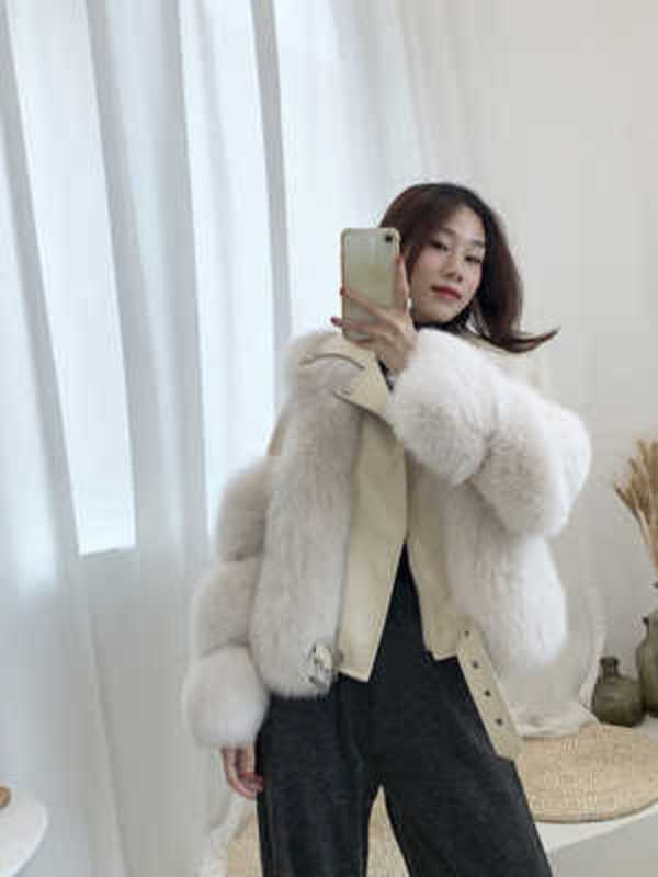 Real Fox Fur Coats With Genuine Sheepskin Leather Wholeskin Natural Fox Fur Jacket Outwear Women Winter 2c