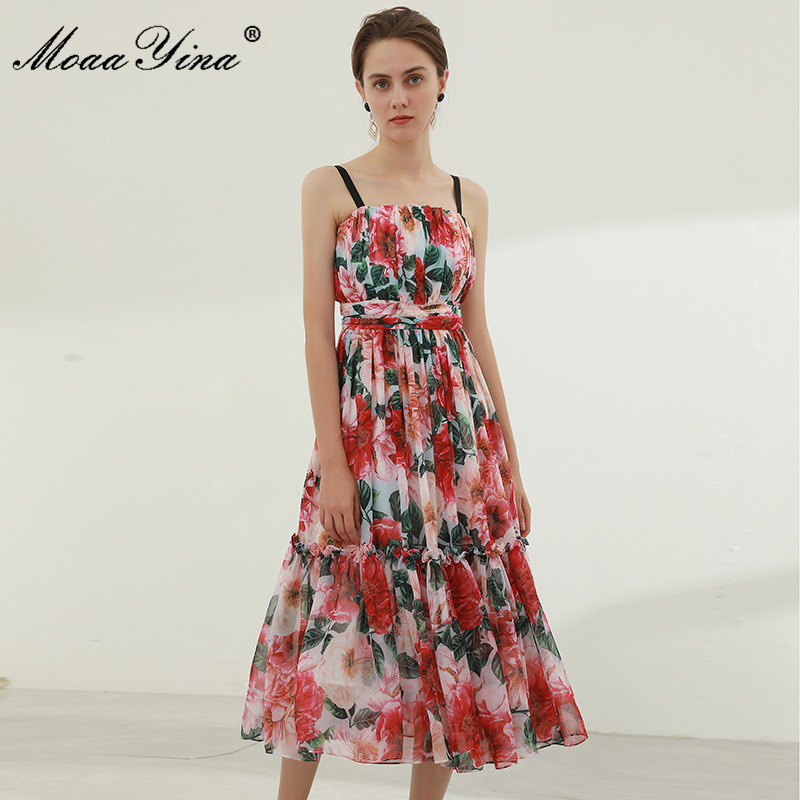 Women's Summer Sexy Spaghetti Strap Dress High waist Floral print Vacation Bohemian Ladies Chiffon Midi 210524, Red
Women's Summer Sexy Spaghetti Strap Dress High waist Floral print Vacation Bohemian Ladies Chiffon Midi 210524, Red