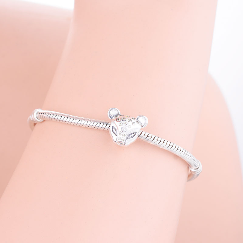 100% 925 Sterling Silver Bead Fit Original Charms Bracelet Sparkling Animal Head Lion Princess Lovely Jewelry for Making DIY Berloque