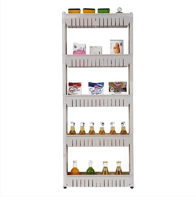 2022 Boxes & Bins 5 Tier Mobile Shelving Unit Organizer Slide Out Storage Tower Slim Rack with Wheels Pull Pantry Shelves Cart for Kitchen Bath Room N