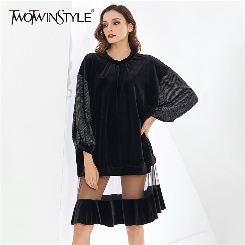 Patchwork Mesh Black Dress For Women O Neck Lantern Sleeve Casual Loose Dresses Female Fashion Clothing Style 210520
Patchwork Mesh Black Dress For Women O Neck Lantern Sleeve Casual Loose Dresses Female Fashion Clothing Style 210520