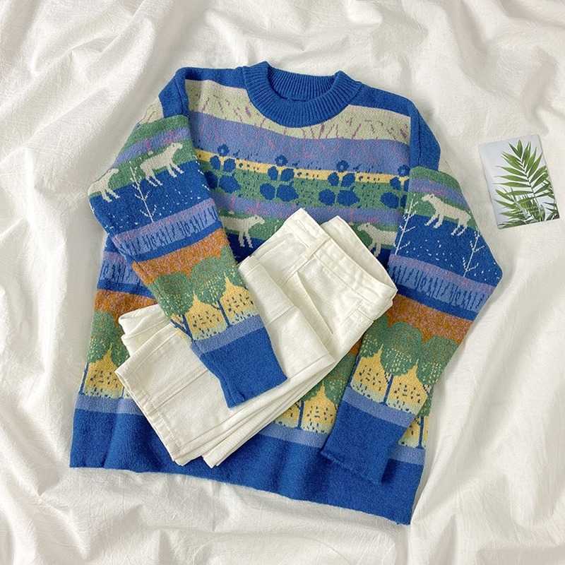 spring autumn printed sweater women loose long sleeve jumper korean woman vintage casual pullover knitted tops 210602, Blue
spring autumn printed sweater women loose long sleeve jumper korean woman vintage casual pullover knitted tops 210602, Blue