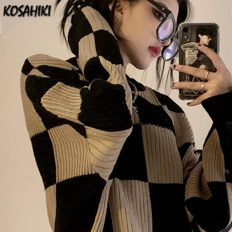 Women's Sweaters KOSAHIKI Harajuku Women Checkerboard Sweater 2021 Jumper Y2K Goth Fashion Grunge Sclothing Autumn Japanese Knit Pullover, As photo
Women's Sweaters KOSAHIKI Harajuku Women Checkerboard Sweater 2021 Jumper Y2K Goth Fashion Grunge Sclothing Autumn Japanese Knit Pullover, As photo