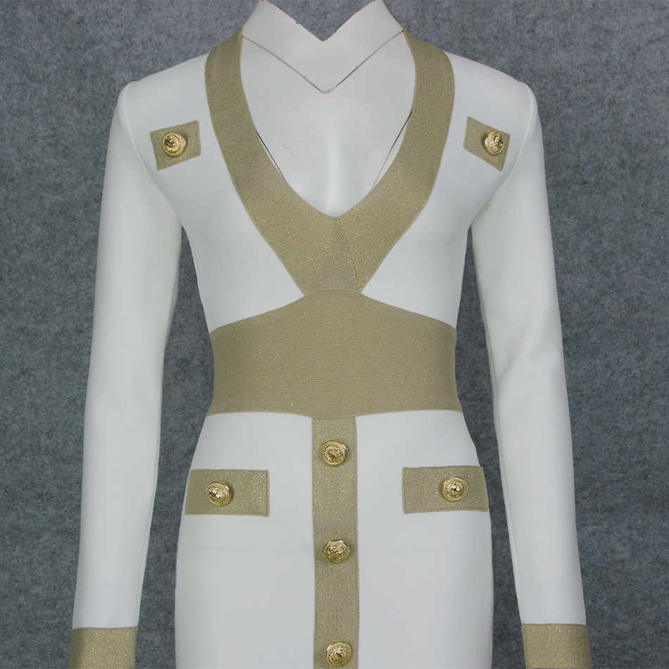 Women's Bandage Dress Arrivals Sexy Button Long Sleeve Bodycon Celebrity Club Ladies Party 210527