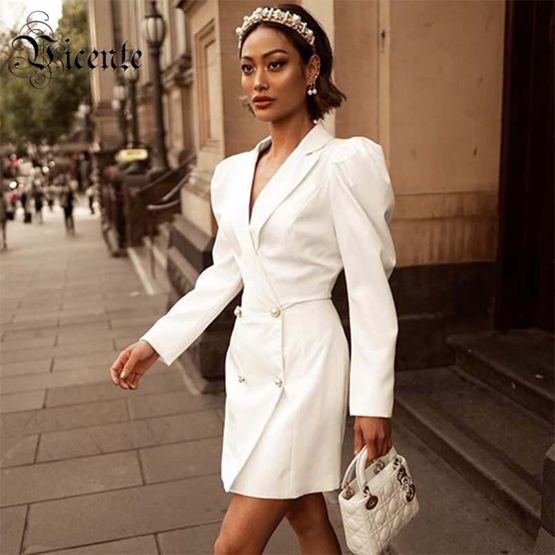 Chic Pearl Button Design Puff Sleeves Turn-down Collar Celebrtiy Party Club Mini Blazer Dress 210520, White
Chic Pearl Button Design Puff Sleeves Turn-down Collar Celebrtiy Party Club Mini Blazer Dress 210520, White
