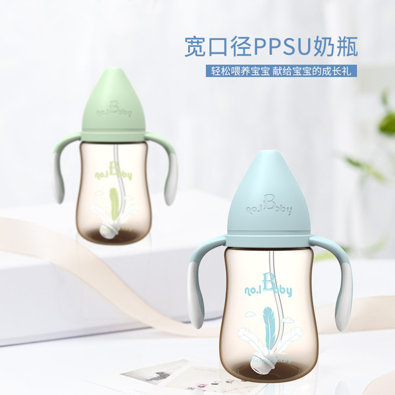 wide caliber baby bottle with pipette handle