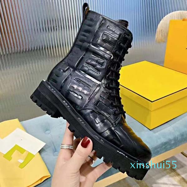 Top Womens Boots Brand Genuine Leather thick bottom Martin boot Platform Flat heel Shoes Size 35-42 65002