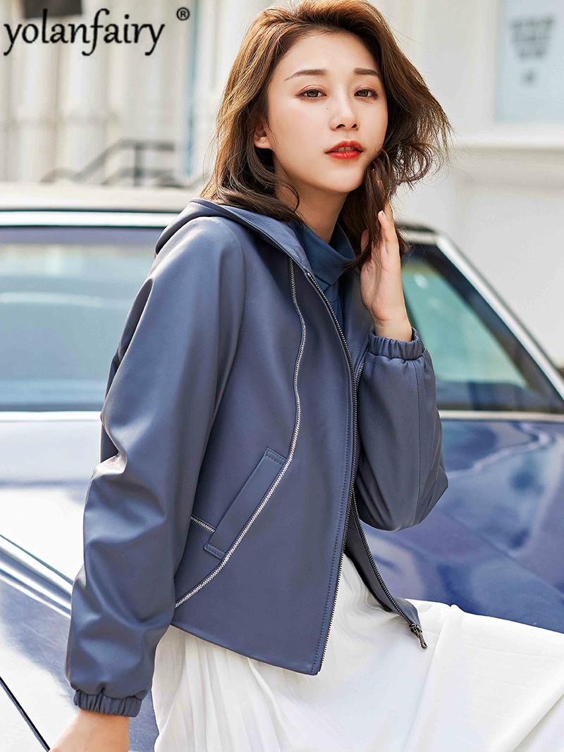 Women's Leather & Faux Real Jacket Women 100% Sheepskin Blue Spring Autumn Hooded Short Coat Chaqueta Cuero Mujer HQ19-CJX1805A Pph384, Black
Women's Leather & Faux Real Jacket Women 100% Sheepskin Blue Spring Autumn Hooded Short Coat Chaqueta Cuero Mujer HQ19-CJX1805A Pph384, Black