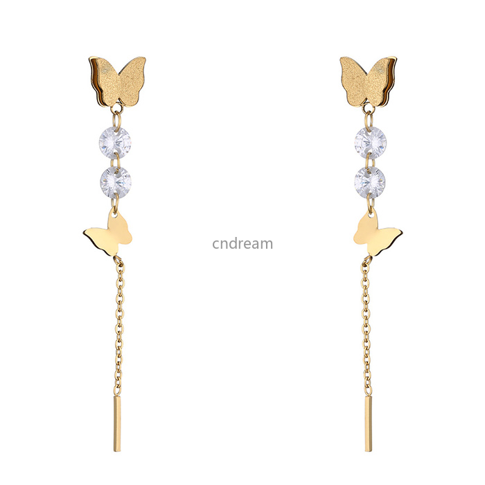 Animal Butterfly Earrings Gold Chain Stainless Steel Dangle Chandelier Stud Ear rings for women fashion jewelry will and sandy, Silver
Animal Butterfly Earrings Gold Chain Stainless Steel Dangle Chandelier Stud Ear rings for women fashion jewelry will and sandy, Silver