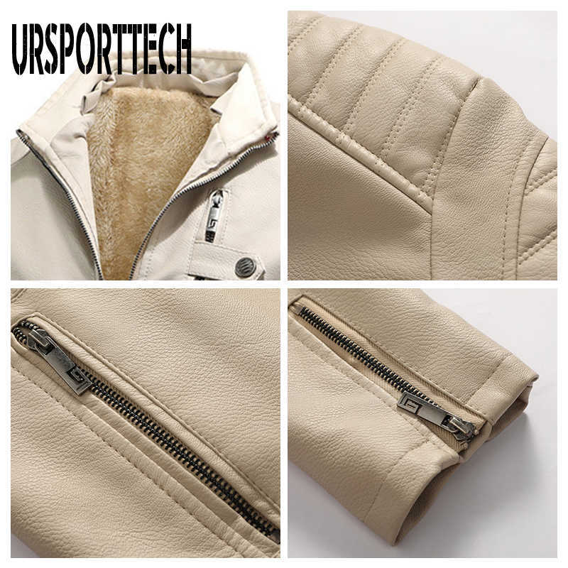 Winter Motorcycle Jacket Men Warm Thick Fleece Leather Jacket Man Biker Punk Vintage PU Leather Jacket Windbreaker Coat 210528