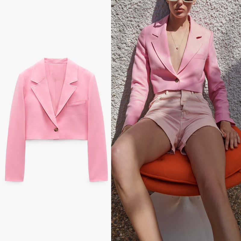 Za Pink Cropped Blazer Women Long Sleeve Shoulder Pads Office Lady Blazers Coat Female Fashion Button Up Fit Outerwear Top 210602
Za Pink Cropped Blazer Women Long Sleeve Shoulder Pads Office Lady Blazers Coat Female Fashion Button Up Fit Outerwear Top 210602