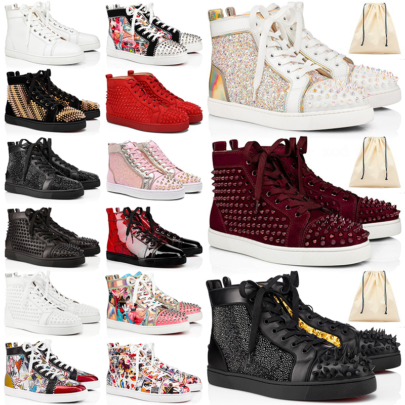Top Quality Red Bottoms Casual Shoes Mens Womens Platform Designer Leather Suede Glitter Flat Sole Spikes Studded Luxury Loafers Outdoor Spo, Black
Top Quality Red Bottoms Casual Shoes Mens Womens Platform Designer Leather Suede Glitter Flat Sole Spikes Studded Luxury Loafers Outdoor Spo, Black