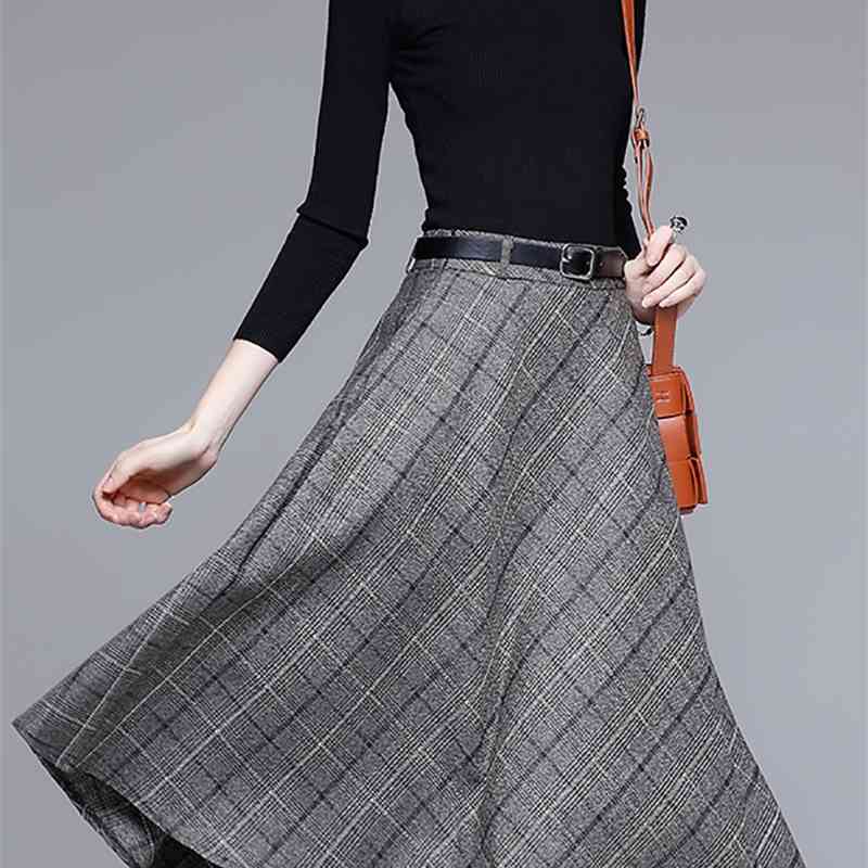 Elegant Women Sweater Top and Plaid Skirt 2 Piece Set fashion Autumn Winter O-Neck Knitted Top+ Lady 210506