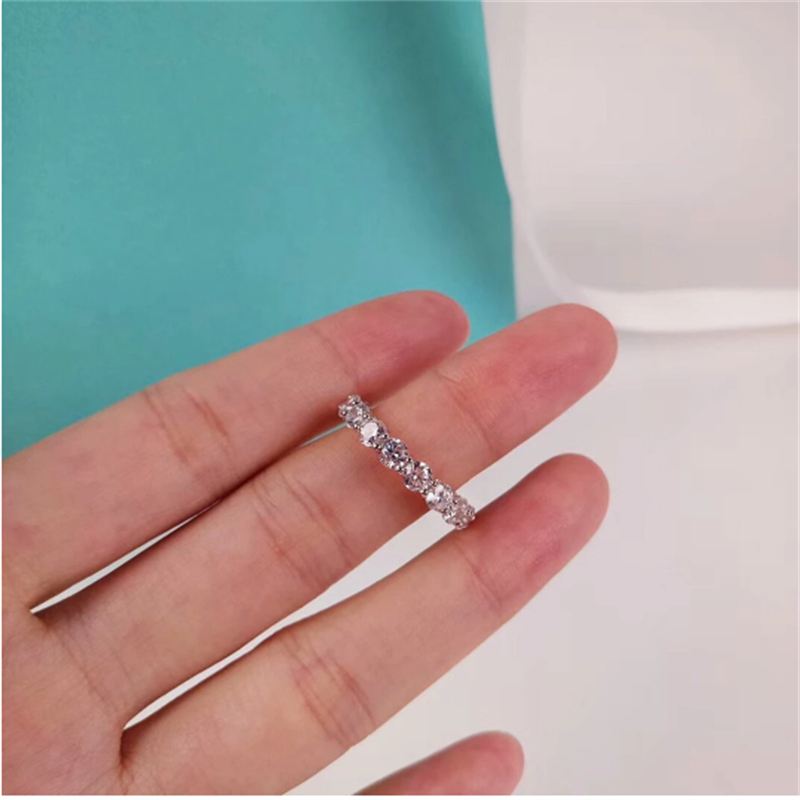 Promise Band 4mm Lab Dia cz ring Sterling sier Engagement Wedding Rings for women Bridal Fine Party Jewelry Gift