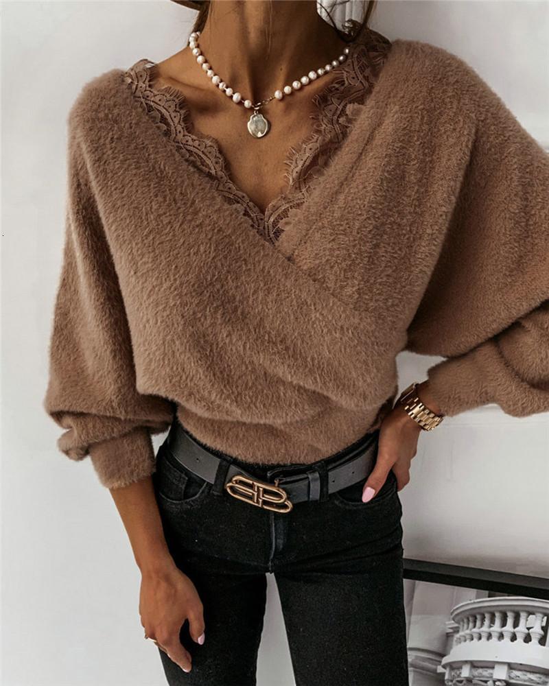 Fashion Women Plush Sweatshirt Casual Wrap Front Top Autumn Sexy Long Sleeve Deep V Neck Lace Trim Loose Fit Shirt Clothing, Brown
Fashion Women Plush Sweatshirt Casual Wrap Front Top Autumn Sexy Long Sleeve Deep V Neck Lace Trim Loose Fit Shirt Clothing, Brown