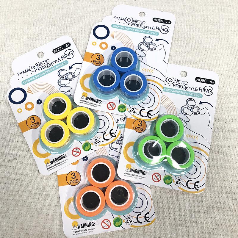 Anti-Stress Magnetic Rings Fidget Unzip Toy Magic RingTools Children Magnetic Ring Finger Ring Adult Decompression Toys