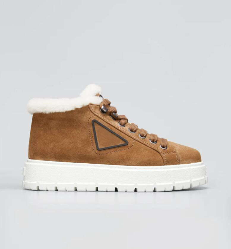 21S Women Boots warm shoes Suede Shearling Winter Booties Mid-Top Sneakers,luxury design casual shoe platform with box EU35-40