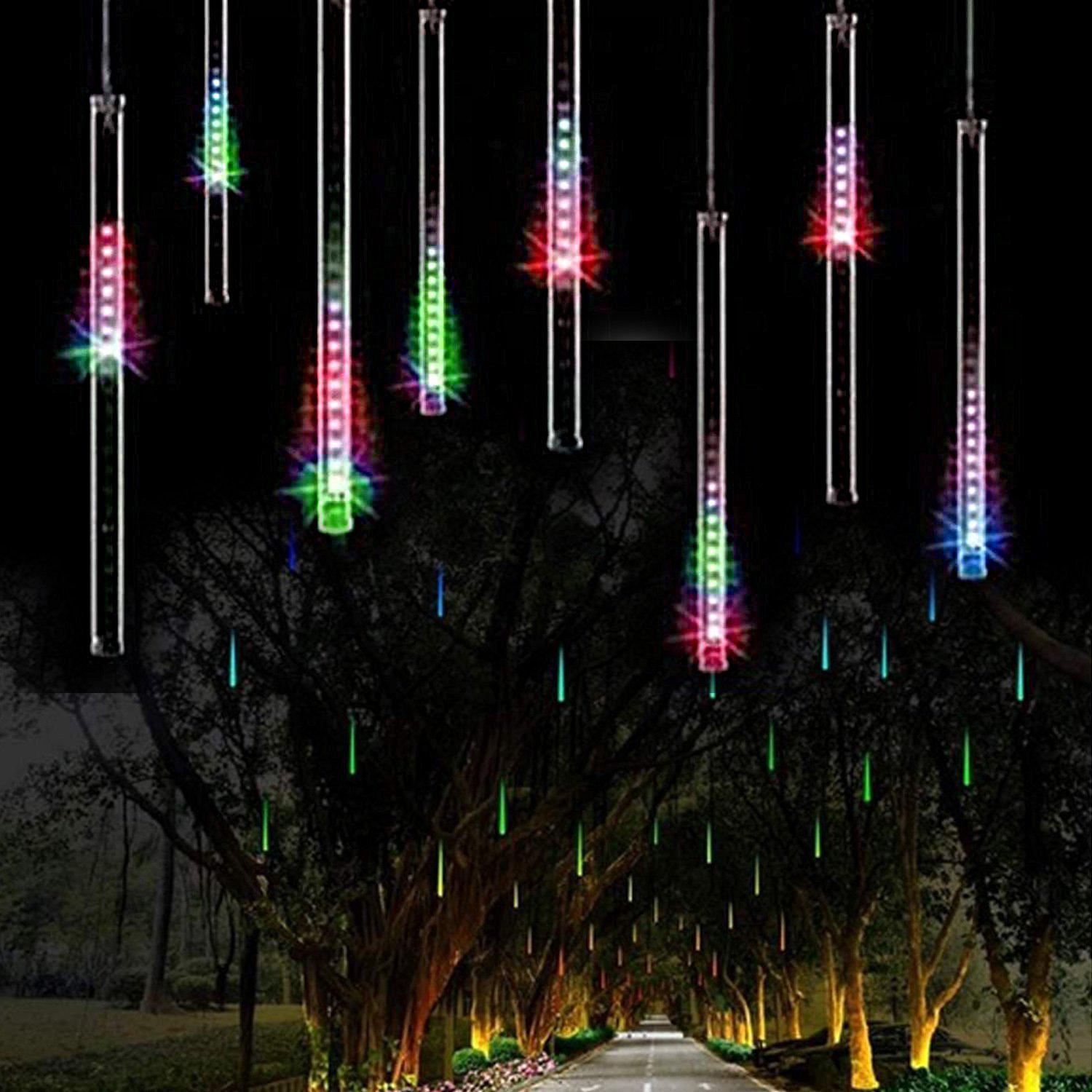 2021 LED Meteor Shower Rain Lights,Drop Icicle Snow Falling Raindrop 30cm 8 Tubes Waterproof Cascading lights for Wedding Xmas Home Decor