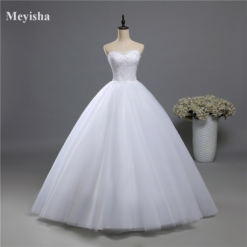 ZJ9022 White Ivory Wedding Dress Ball Gown Bridal Dresses Sweetheart Lace Custom Made Plus Size