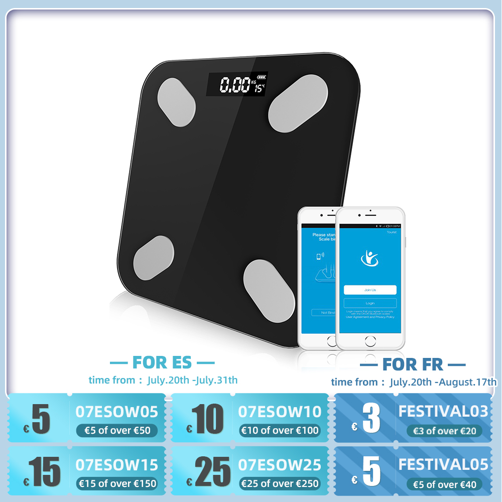 Bluetooth smart weight digital fat scale can be connected to mobile phone to automatically monitor weight fitness health scale
Bluetooth smart weight digital fat scale can be connected to mobile phone to automatically monitor weight fitness health scale