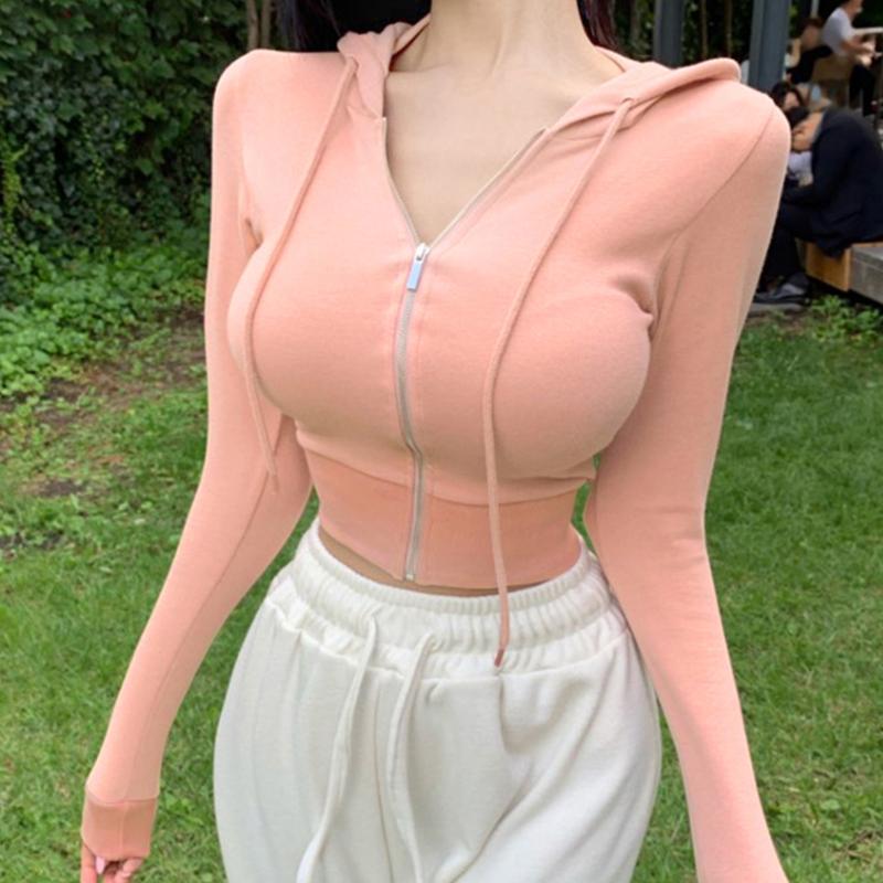 Women's Hoodies & Sweatshirts Tight Sexy Zipper Grey Short Long Sleeve Hooded Pink Sweatshirt Women Casual All-match Black Cardigan Thin Cot
Women's Hoodies & Sweatshirts Tight Sexy Zipper Grey Short Long Sleeve Hooded Pink Sweatshirt Women Casual All-match Black Cardigan Thin Cot