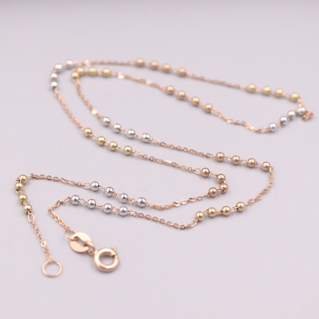 Au750 Real 18K Rose Neckalce For Women FemaleColor Beads Chain Gold Necklace 16.5''L Gift
Au750 Real 18K Rose Neckalce For Women FemaleColor Beads Chain Gold Necklace 16.5''L Gift