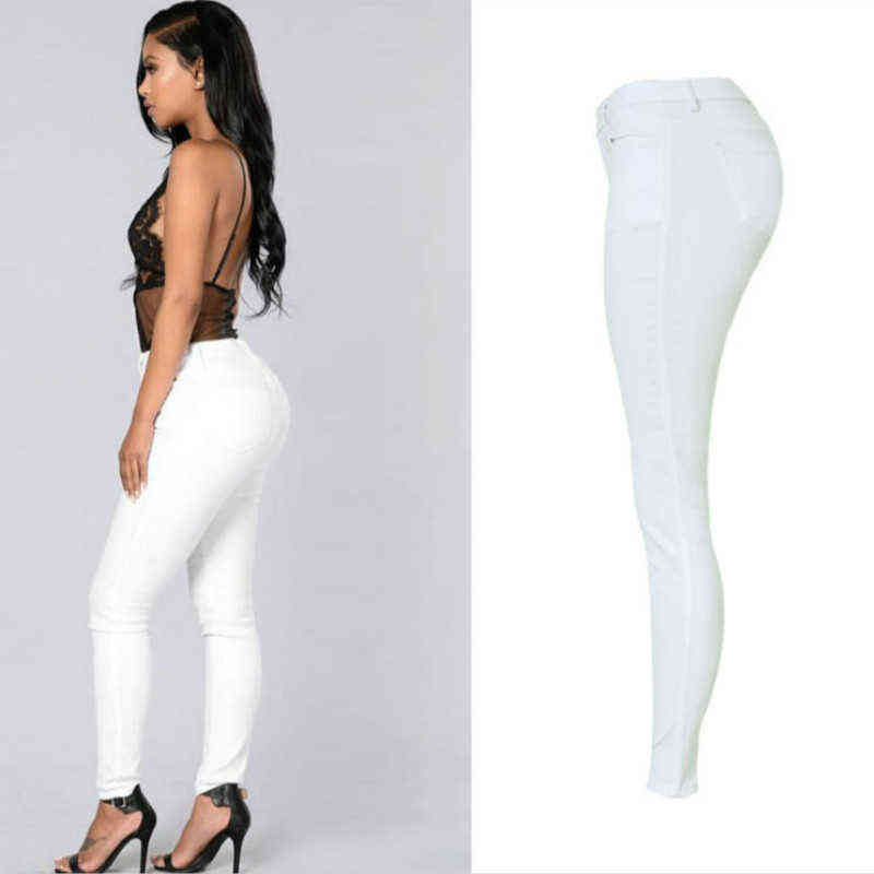 High Waist Women Jeans Fashion White Elastic Push Up Sexy Slim Denim Pencil Pants Stretch Skinny Lady Trousers Pantalon Femme 211129