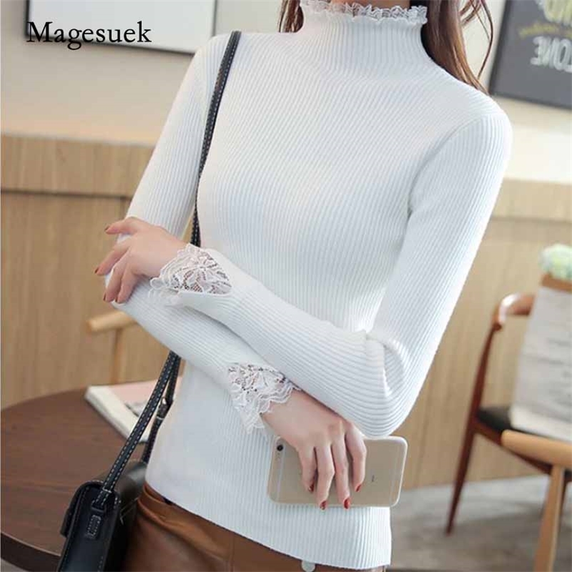 Spring Women Slim Short Paragraph Bottoming Sweater Half-high Collar Solid Color Lace Thickening Inside 7569 50 210518, Green
Spring Women Slim Short Paragraph Bottoming Sweater Half-high Collar Solid Color Lace Thickening Inside 7569 50 210518, Green