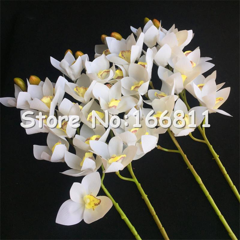 4p Artificial Latex Cymbidium Orchid Flowers 10 Heads Real Touch Good Quality Phalaenopsis For Wedding Decorative Flower & Wreaths